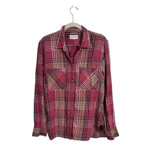 Denim & Supply Ralph Lauren flannel plaid button‎ down shirt sz L western boho